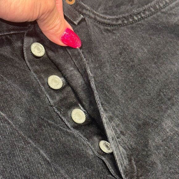 AGOLDE x REVOLVE Lana Slice mid rise black decent Relaxed Straight Leg Jeans - Picture 8 of 12